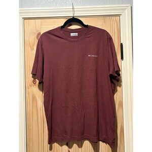Columbia Shirt Mens Size Large Maroon Burgundy Short Sleeve Casual Performance T